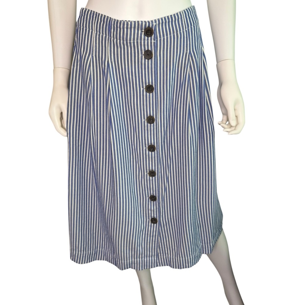 Talbots Stripe Button Front Pleated Skirt